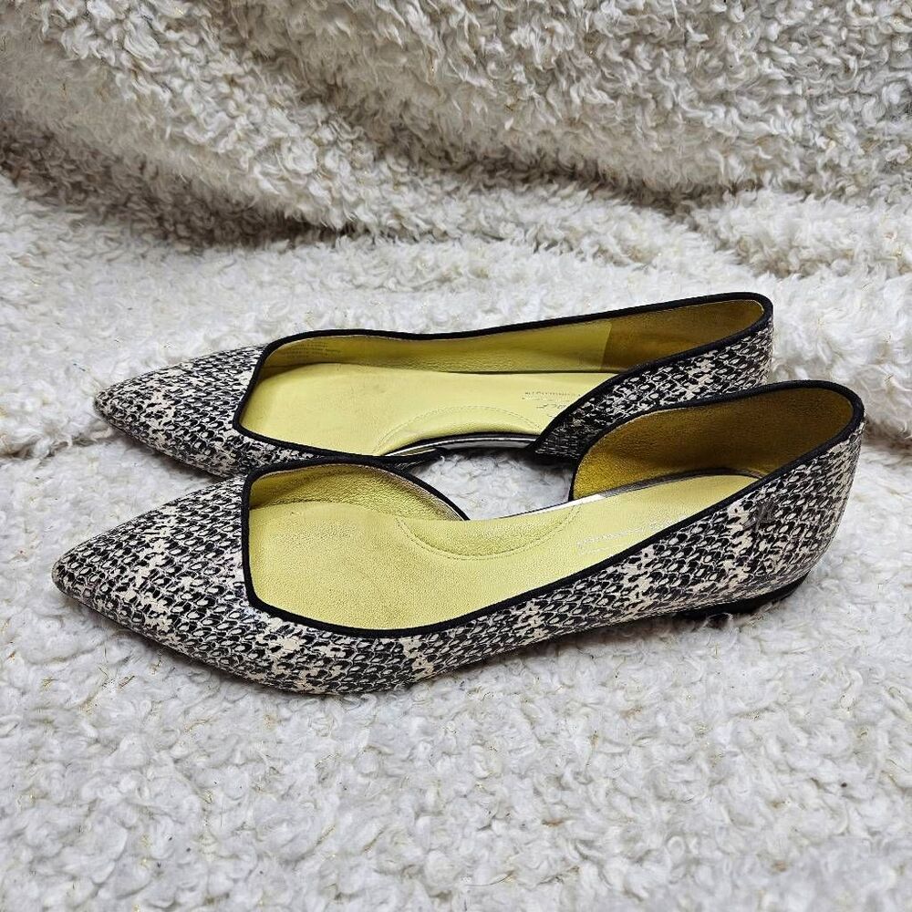 Kenneth Cole New York Snakeskin Pattern Leather Pointed‎ Toe D'orsay Flats sz 7